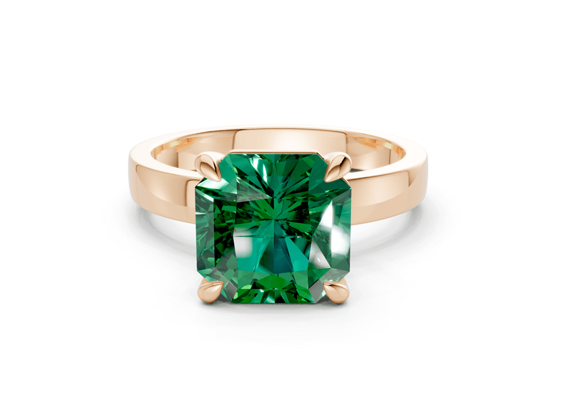 Aspen Emerald Gemstone Solitaire Radiant Squareuare Cut 3mm Engagement Ring - Ring Premier