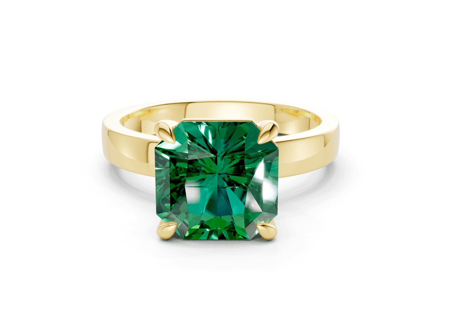 Aspen Emerald Gemstone Solitaire Radiant Squareuare Cut 3mm Engagement Ring - Ring Premier