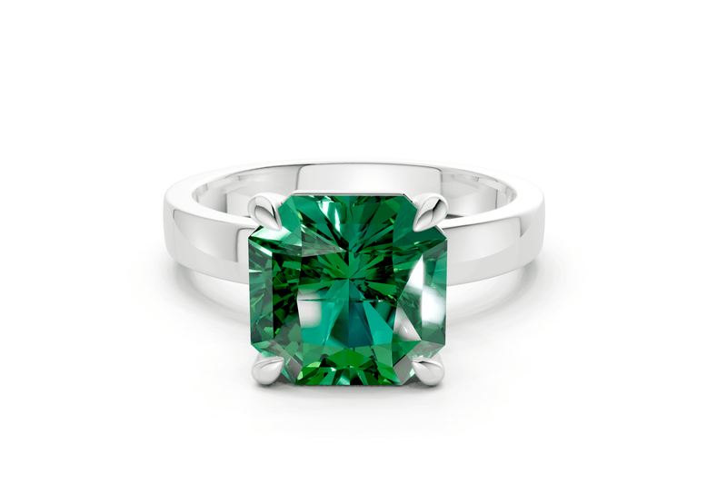 Aspen Emerald Gemstone Solitaire Radiant Squareuare Cut 3mm Engagement Ring - Ring Premier