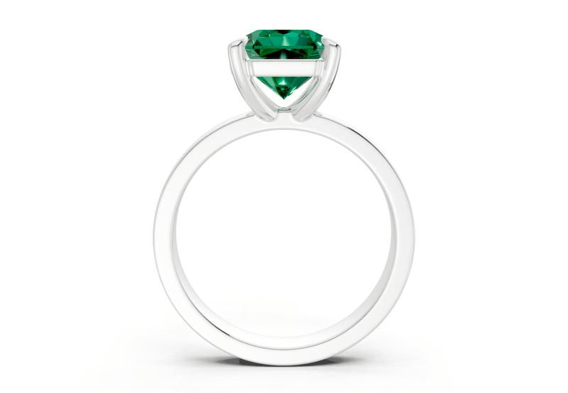 Aspen Emerald Gemstone Solitaire Radiant Squareuare Cut 3mm Engagement Ring - Ring Premier