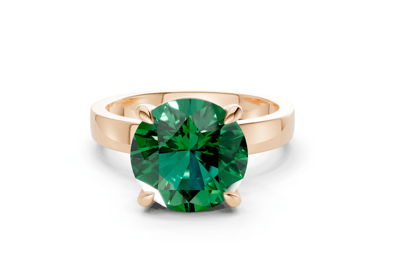 Aspen Emerald Gemstone Solitaire Round Cut 3mm Engagement Ring - Ring Premier