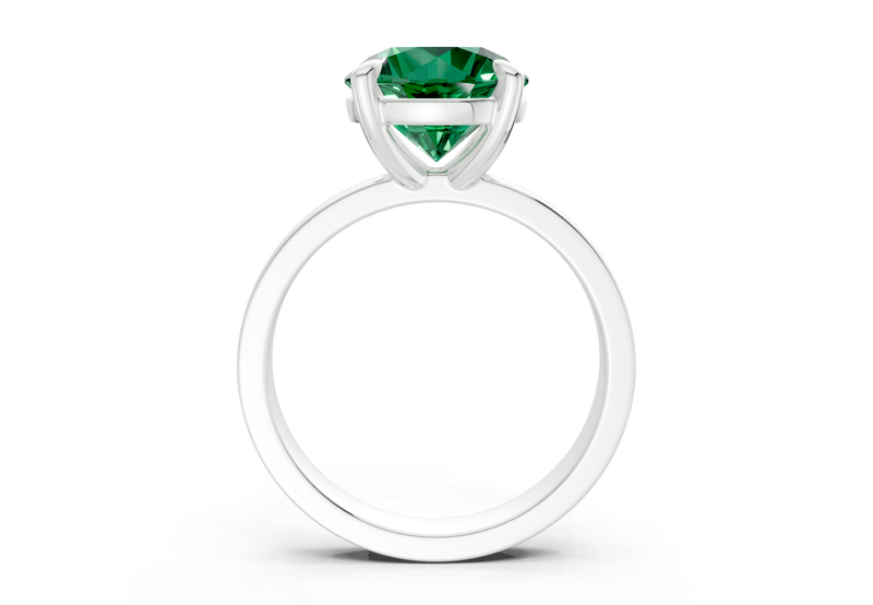 Aspen Emerald Gemstone Solitaire Round Cut 3mm Engagement Ring - Ring Premier