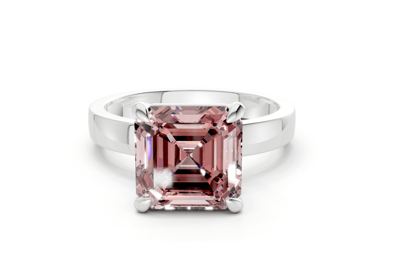 Aspen Pink Diamond Solitaire Asscher Cut 3mm Engagement Ring - Ring Premier