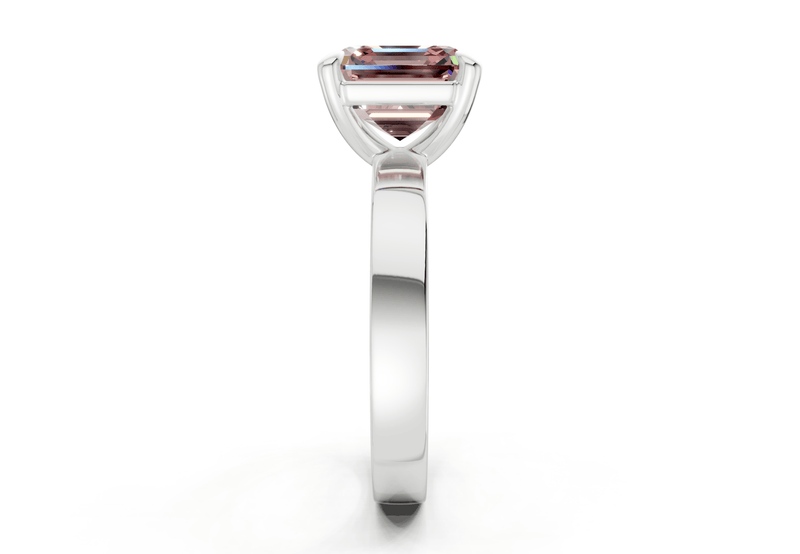Aspen Pink Diamond Solitaire Asscher Cut 3mm Engagement Ring - Ring Premier