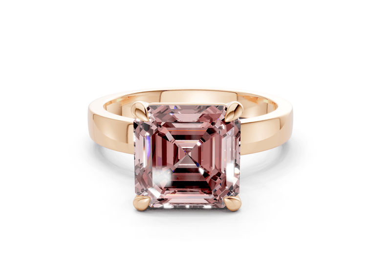 Aspen Pink Diamond Solitaire Asscher Cut 3mm Engagement Ring - Ring Premier