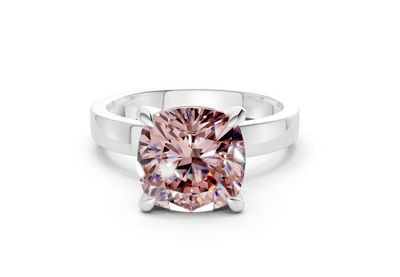 Aspen Pink Diamond Solitaire Cushion Squareuare Cut 3mm Engagement Ring