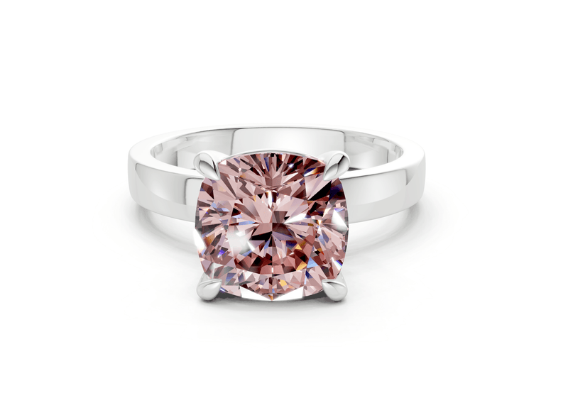 Aspen Pink Diamond Solitaire Cushion Squareuare Cut 3mm Engagement Ring - Ring Premier