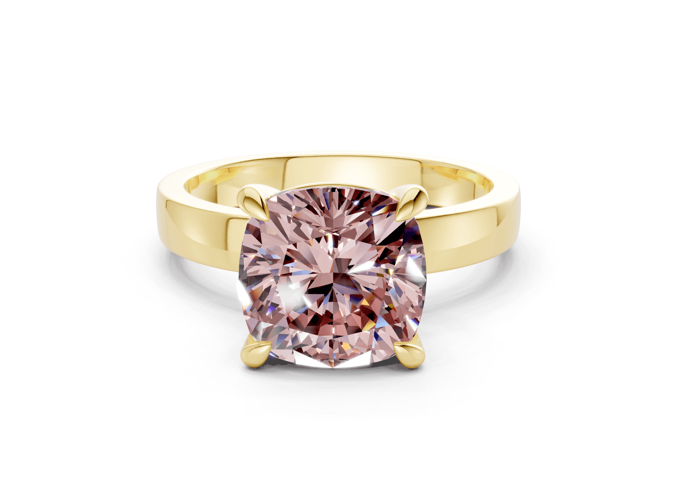 Aspen Pink Diamond Solitaire Cushion Squareuare Cut 3mm Engagement Ring