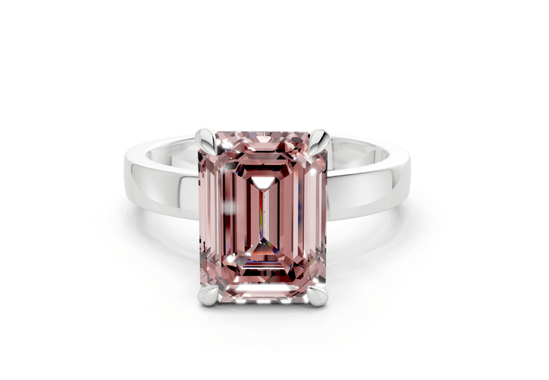 Aspen Pink Diamond Solitaire Emerald Cut 3mm Engagement Ring - Ring Premier