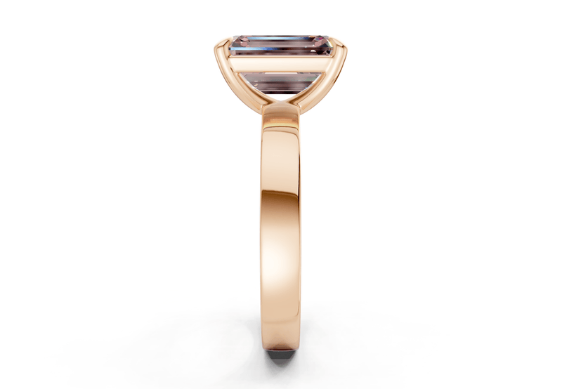 Aspen Pink Diamond Solitaire Emerald Cut 3mm Engagement Ring - Ring Premier