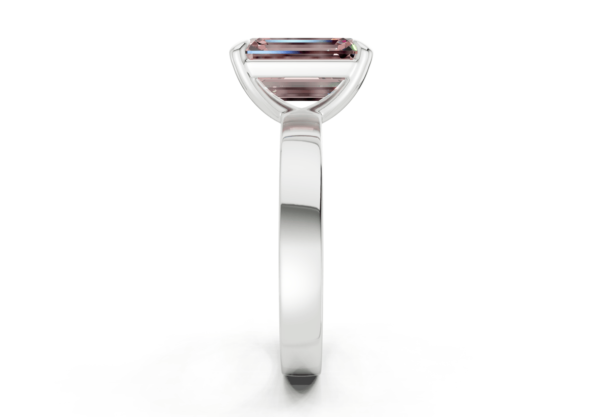 Aspen Pink Diamond Solitaire Emerald Cut 3mm Engagement Ring