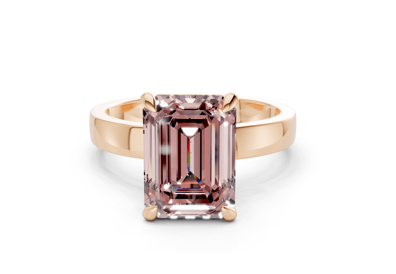 Aspen Pink Diamond Solitaire Emerald Cut 3mm Engagement Ring - Ring Premier