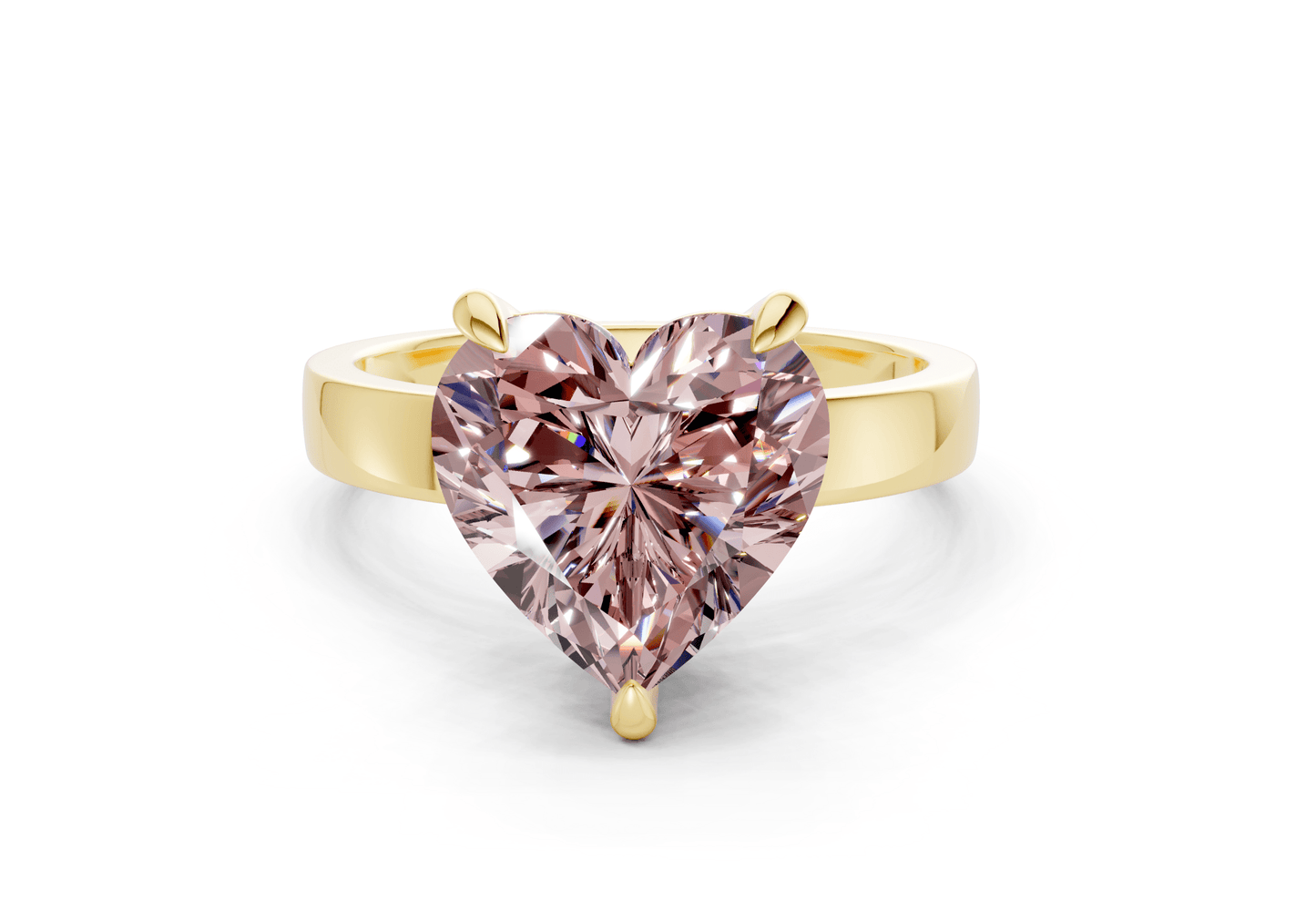 Aspen Pink Diamond Solitaire Heart Cut 3mm Engagement Ring - Ring Premier