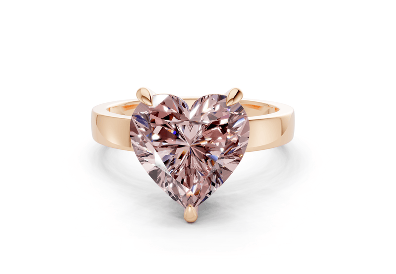 Aspen Pink Diamond Solitaire Heart Cut 3mm Engagement Ring - Ring Premier