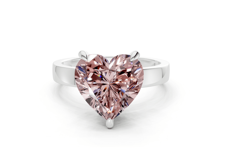 Aspen Pink Diamond Solitaire Heart Cut 3mm Engagement Ring - Ring Premier