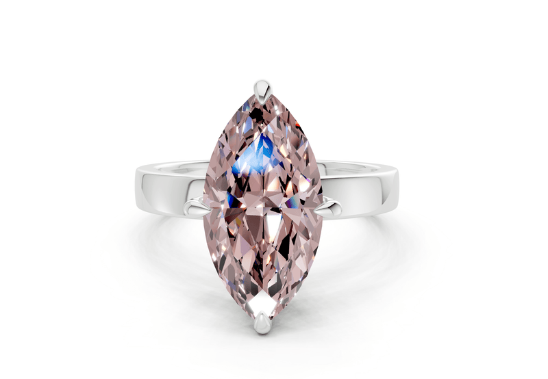 Aspen Pink Diamond Solitaire Marquise Cut 3mm Engagement Ring - Ring Premier