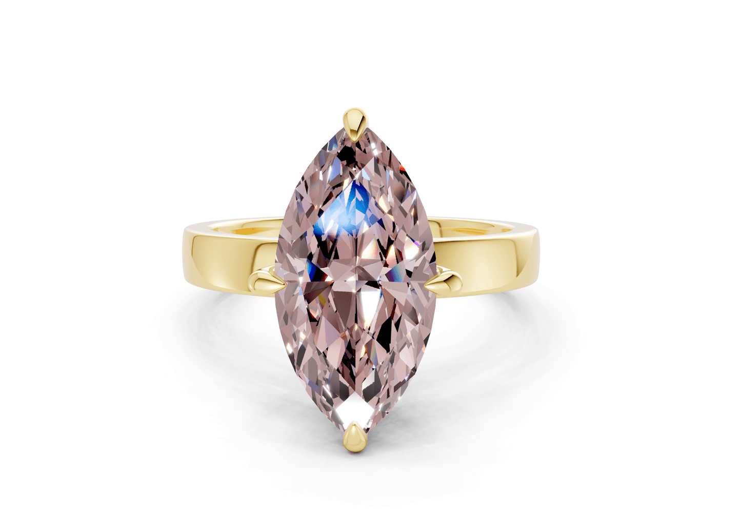 Aspen Pink Diamond Solitaire Marquise Cut 3mm Engagement Ring - Ring Premier
