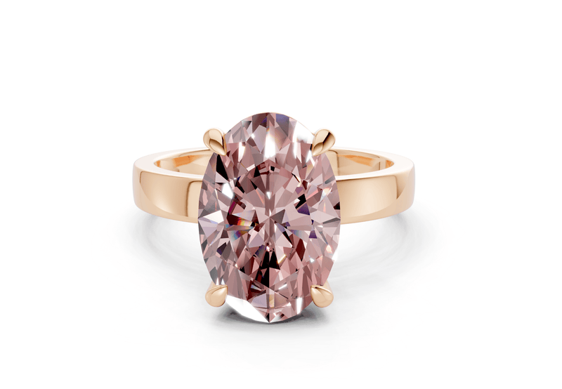 Aspen Pink Diamond Solitaire Oval Cut 3mm Engagement Ring - Ring Premier