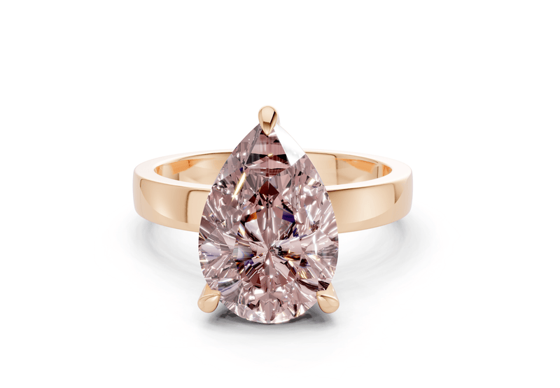 Aspen Pink Diamond Solitaire Pear Cut 3mm Engagement Ring - Ring Premier
