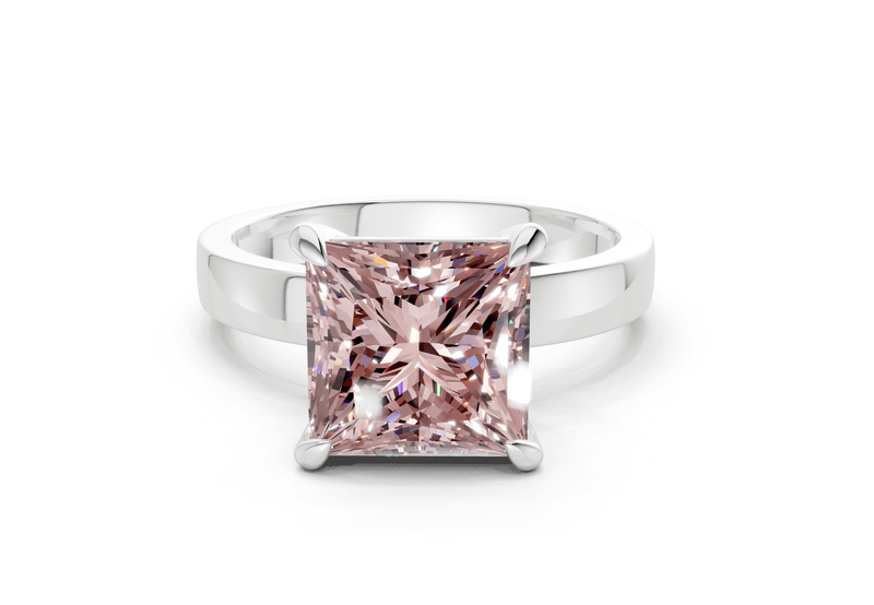 Aspen Pink Diamond Solitaire Princess Cut 3mm Engagement Ring - Ring Premier