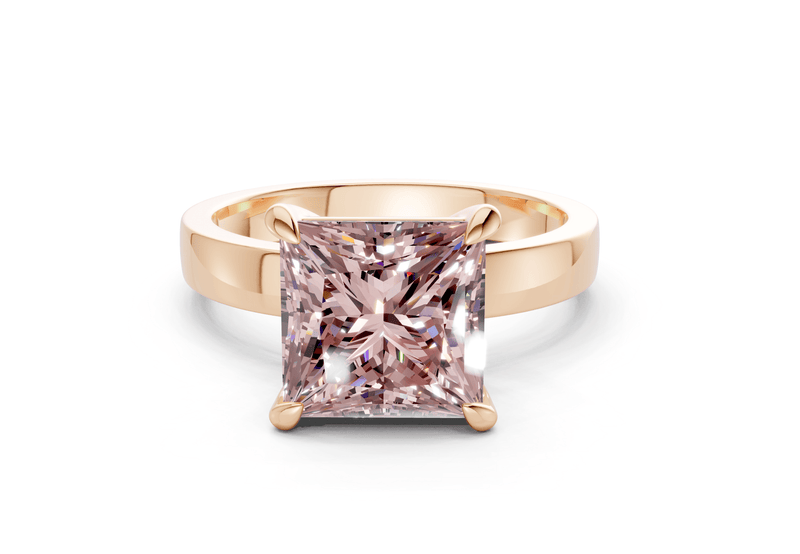 Aspen Pink Diamond Solitaire Princess Cut 3mm Engagement Ring - Ring Premier