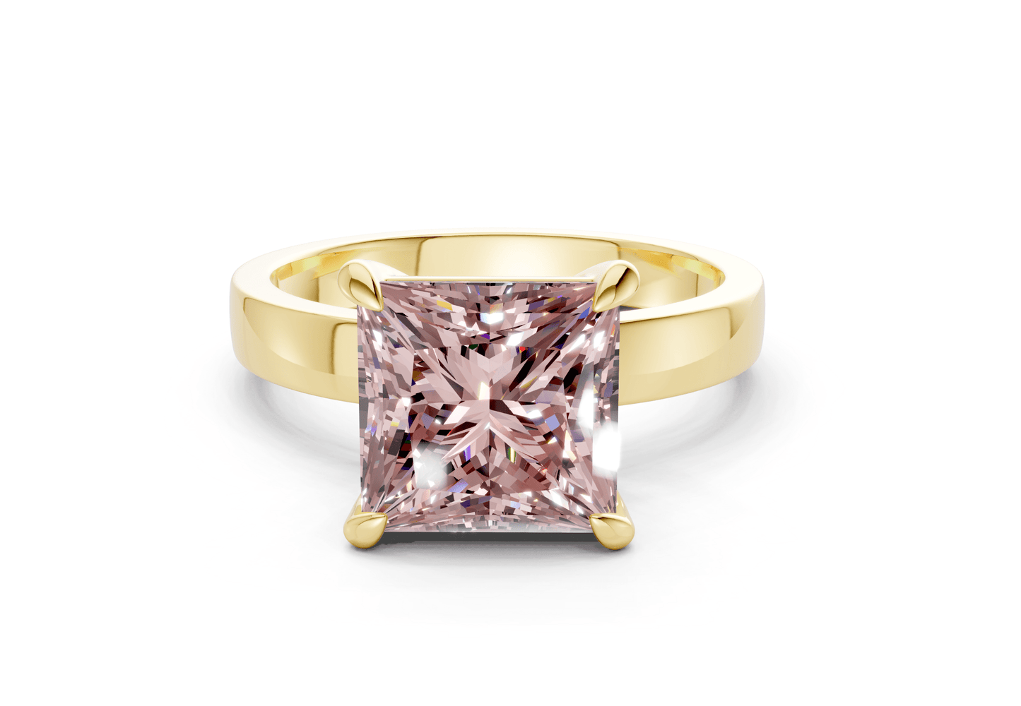 Aspen Pink Diamond Solitaire Princess Cut 3mm Engagement Ring - Ring Premier