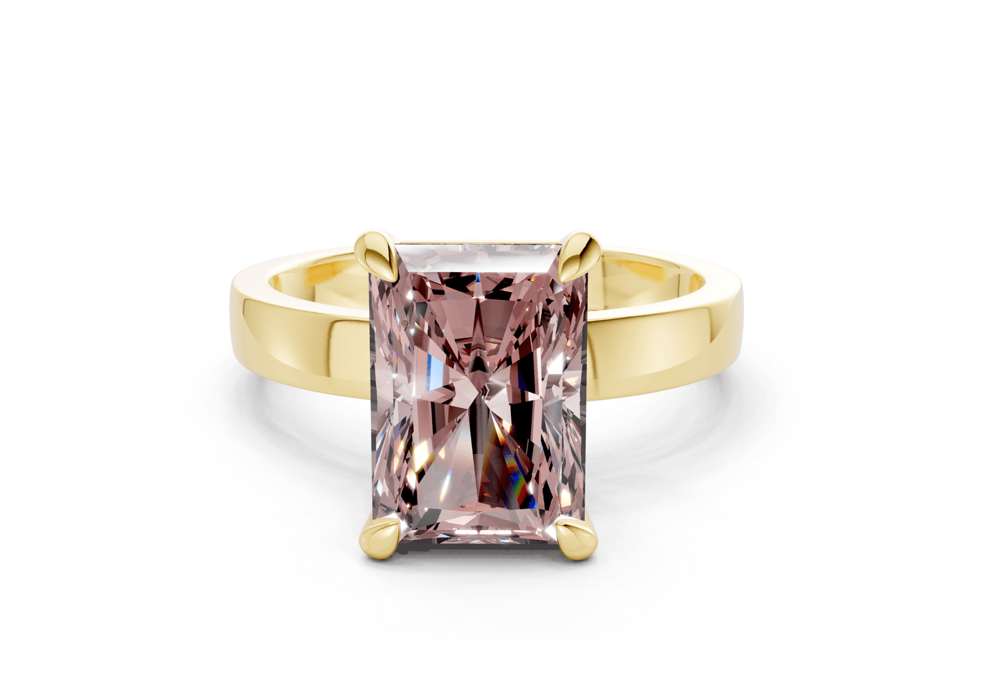 Aspen Pink Diamond Solitaire Radiant Cut 3mm Engagement Ring - Ring Premier