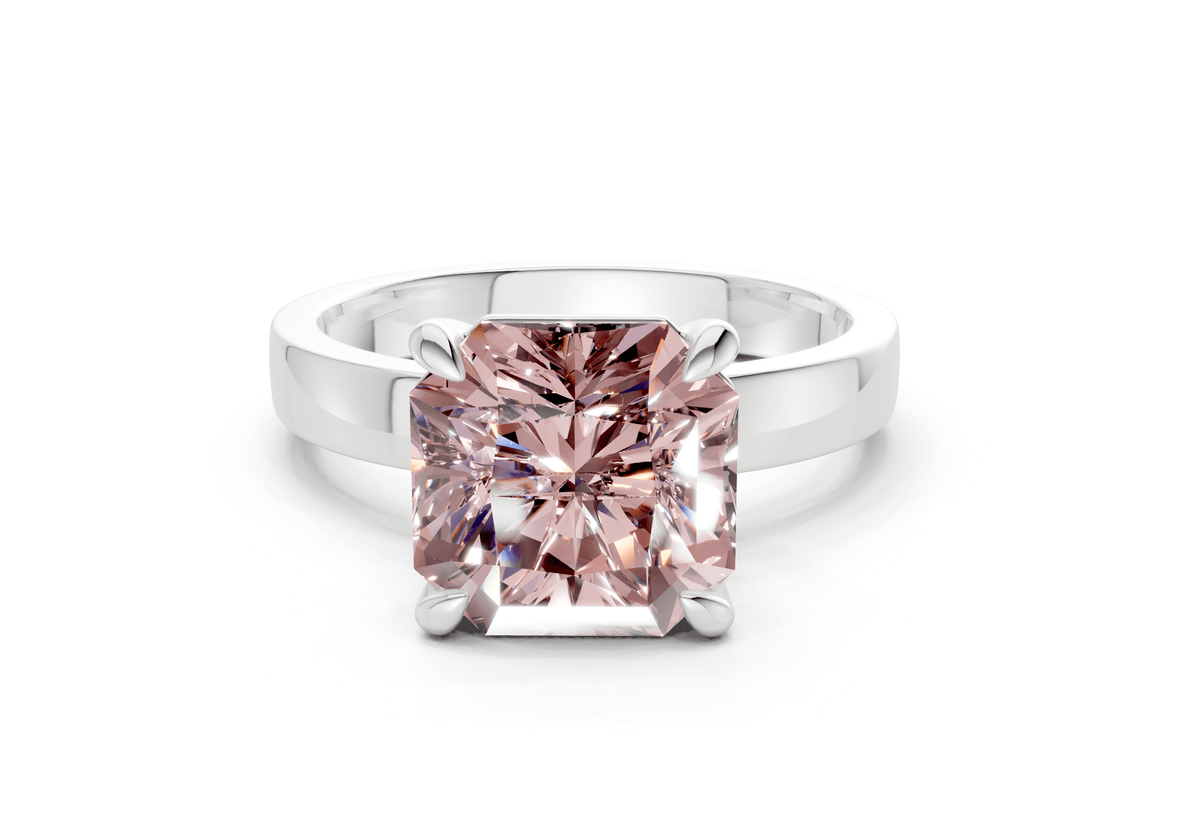 Aspen Pink Diamond Solitaire Radiant Squareuare Cut 3mm Engagement Ring