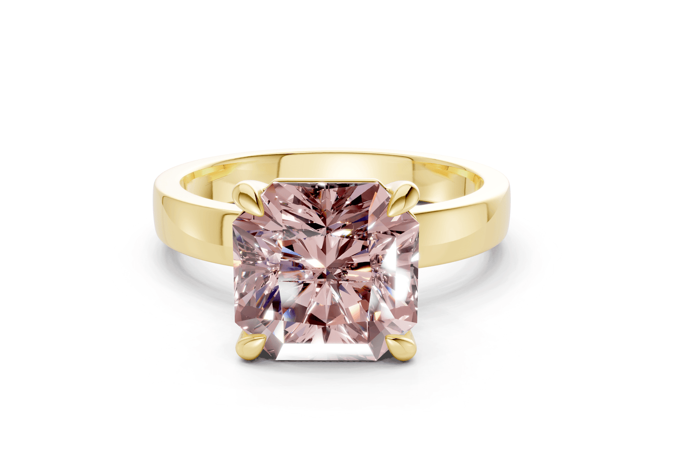 Aspen Pink Diamond Solitaire Radiant Squareuare Cut 3mm Engagement Ring