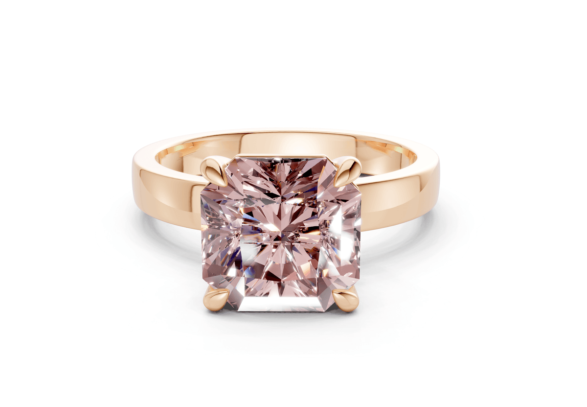 Aspen Pink Diamond Solitaire Radiant Squareuare Cut 3mm Engagement Ring