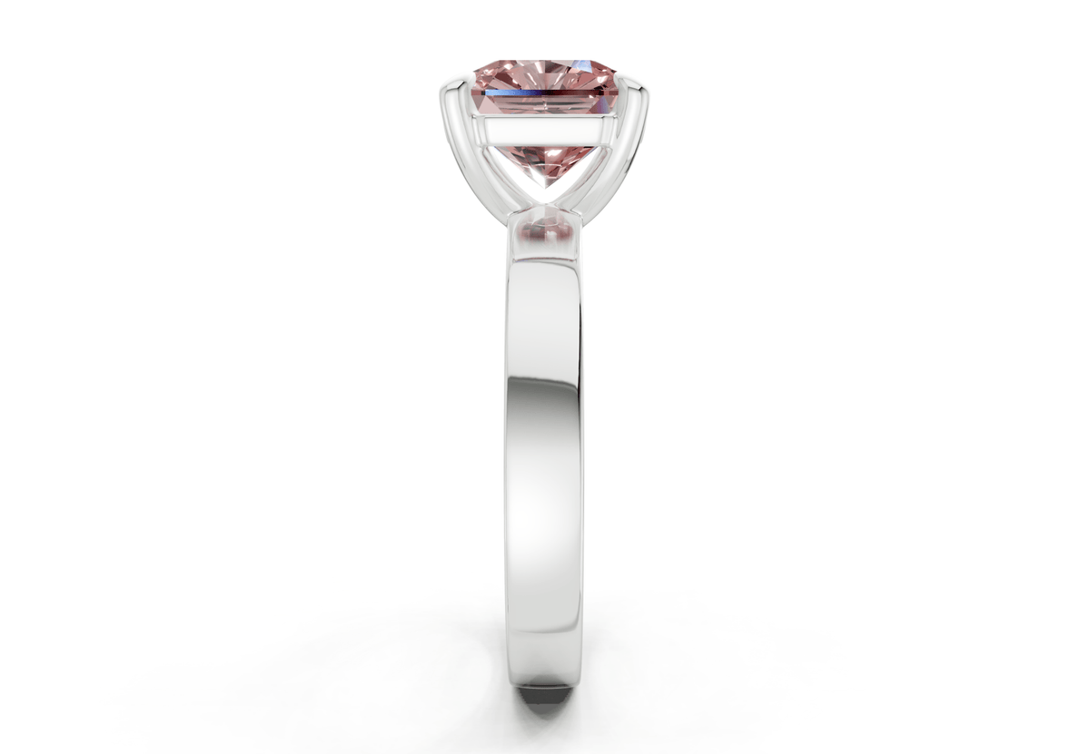 Aspen Pink Diamond Solitaire Radiant Squareuare Cut 3mm Engagement Ring