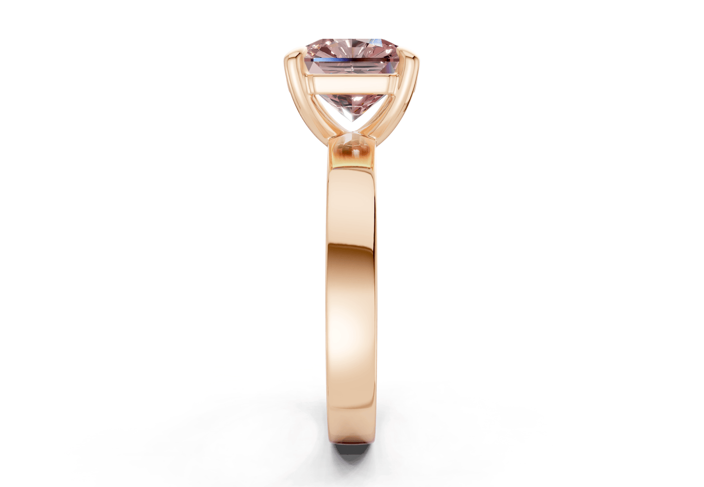 Aspen Pink Diamond Solitaire Radiant Squareuare Cut 3mm Engagement Ring