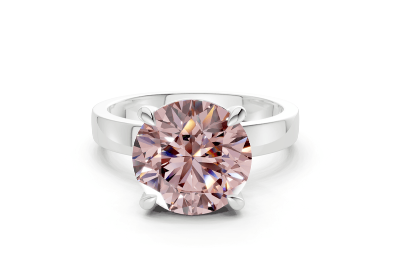 Aspen Pink Diamond Solitaire Round Cut 3mm Engagement Ring - Ring Premier