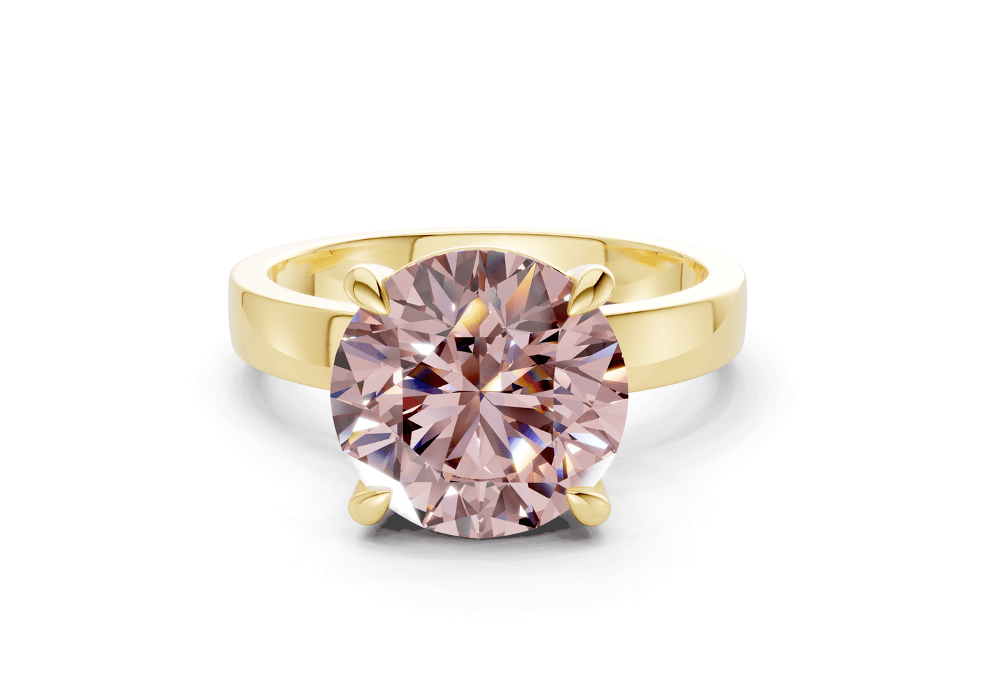 Aspen Pink Diamond Solitaire Round Cut 3mm Engagement Ring - Ring Premier