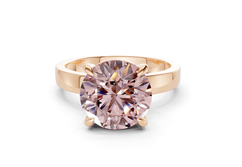Aspen Pink Diamond Solitaire Round Cut 3mm Engagement Ring - Ring Premier