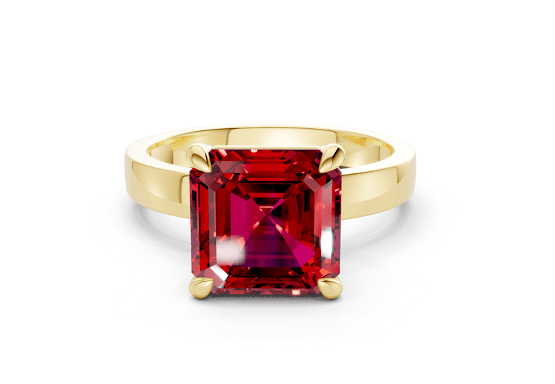 Aspen Ruby Gemstone Solitaire Asscher Cut 3mm Engagement Ring