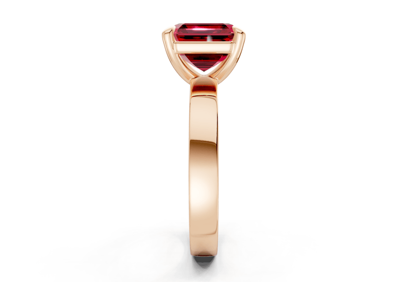 Aspen Ruby Gemstone Solitaire Asscher Cut 3mm Engagement Ring - Ring Premier