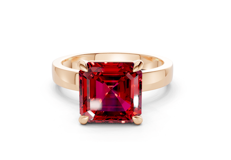 Aspen Ruby Gemstone Solitaire Asscher Cut 3mm Engagement Ring - Ring Premier