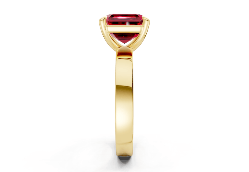 Aspen Ruby Gemstone Solitaire Asscher Cut 3mm Engagement Ring - Ring Premier