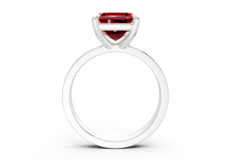 Aspen Ruby Gemstone Solitaire Asscher Cut 3mm Engagement Ring - Ring Premier
