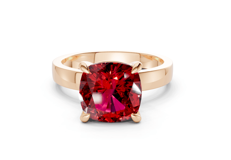 Aspen Ruby Gemstone Solitaire Cushion Squareuare Cut 3mm Engagement Ring - Ring Premier