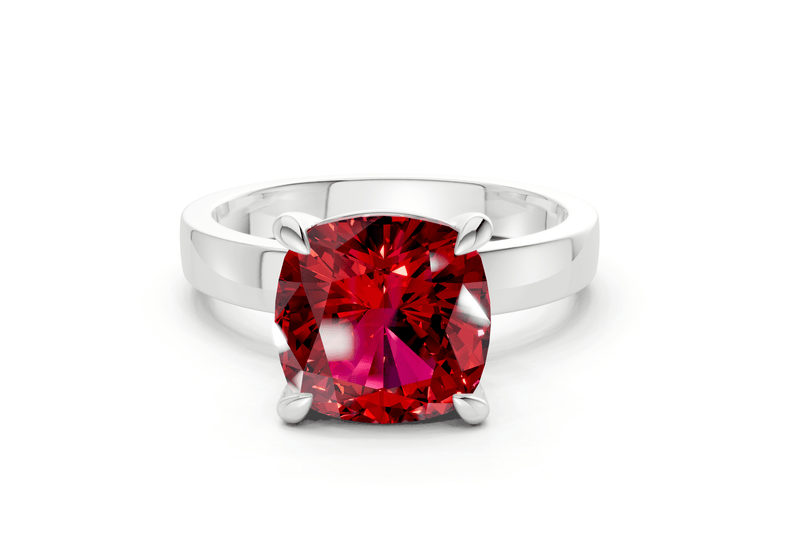 Aspen Ruby Gemstone Solitaire Cushion Squareuare Cut 3mm Engagement Ring - Ring Premier