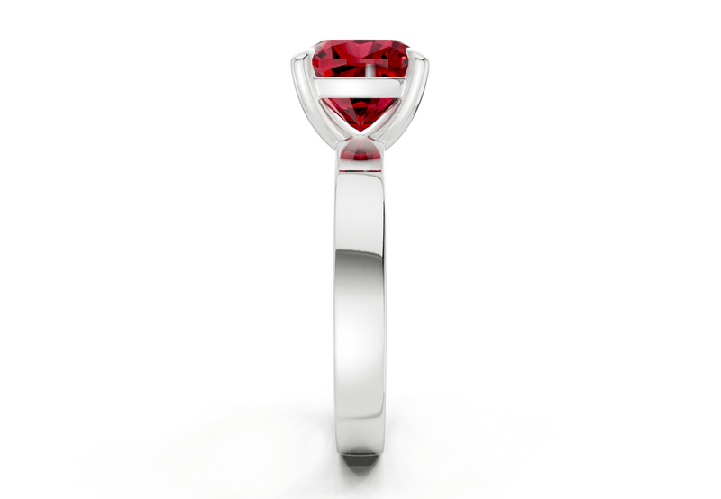 Aspen Ruby Gemstone Solitaire Cushion Squareuare Cut 3mm Engagement Ring - Ring Premier