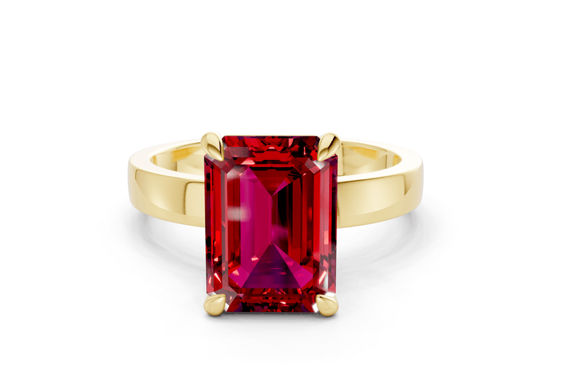 Aspen Ruby Gemstone Solitaire Emerald Cut 3mm Engagement Ring