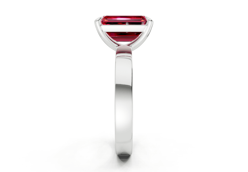 Aspen Ruby Gemstone Solitaire Emerald Cut 3mm Engagement Ring - Ring Premier