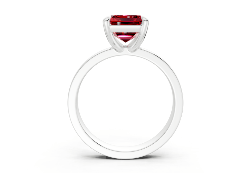 Aspen Ruby Gemstone Solitaire Emerald Cut 3mm Engagement Ring - Ring Premier
