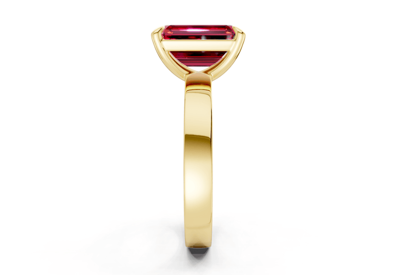 Aspen Ruby Gemstone Solitaire Emerald Cut 3mm Engagement Ring - Ring Premier