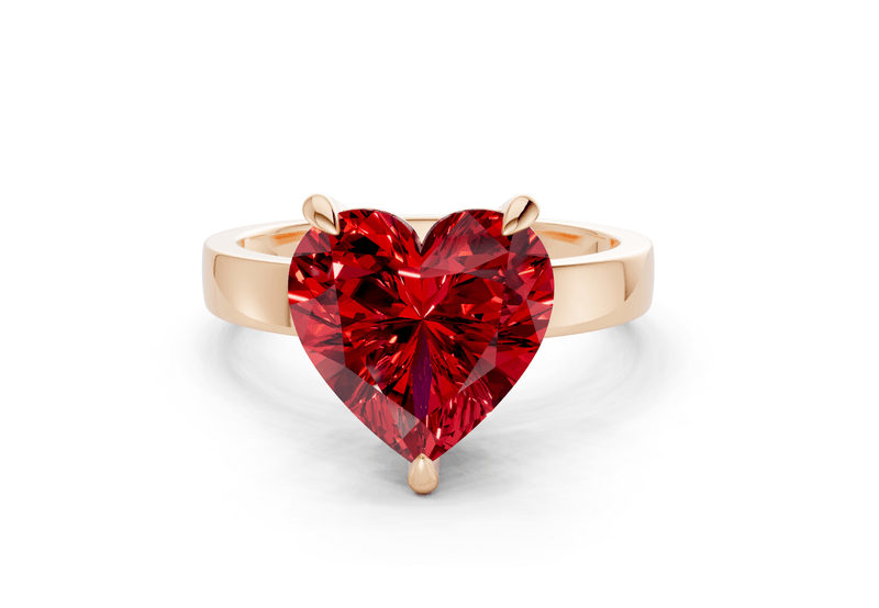 Aspen Ruby Gemstone Solitaire Heart Cut 3mm Engagement Ring - Ring Premier