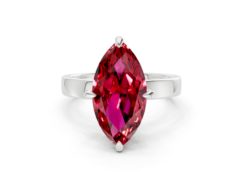 Aspen Ruby Gemstone Solitaire Marquise Cut 3mm Engagement Ring - Ring Premier