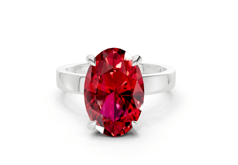 Aspen Ruby Gemstone Solitaire Oval Cut 3mm Engagement Ring - Ring Premier
